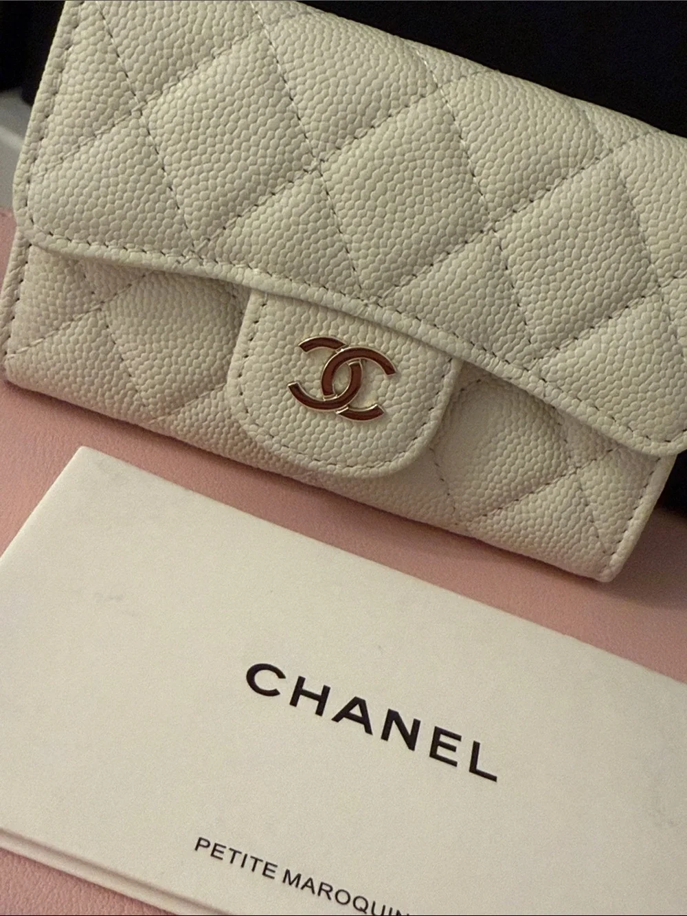 Chanel Quilted Flap Wallet in Ivory with Gold CC Logo